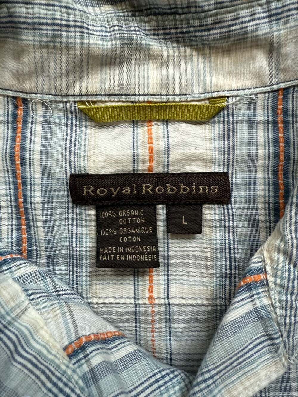Royal Robbins Men's 100% Organic Cotton Short Sleeve Button Down Shirt Size L - Picture 4 of 6